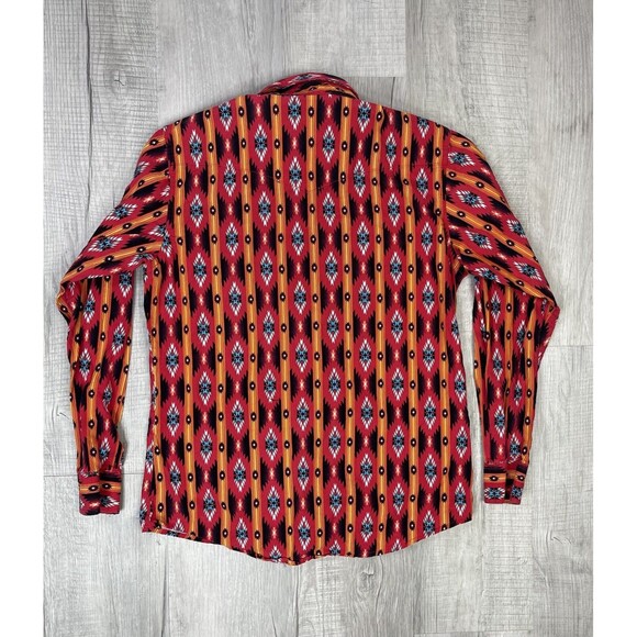 Vtg Wrangler Women’s XL Western Shirt Extra Large Aztec Long Sleeve Orange Red I - Picture 7 of 7